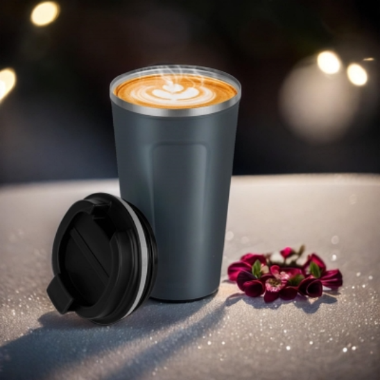 mug thermos bleu ouvert cafe fleure