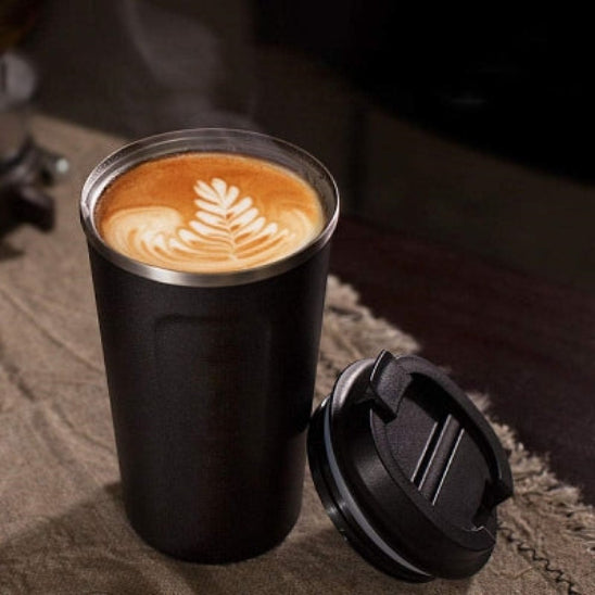 mug thermos noir ouvert cafe