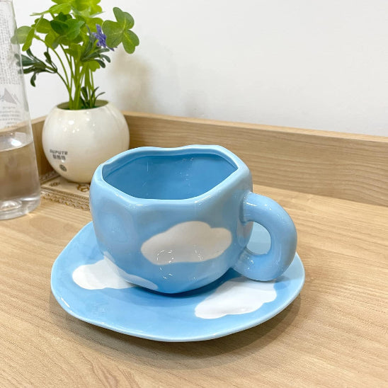 tasse cafe nuages plante