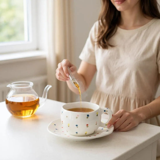 tasse cafe petite fleures the fenetre
