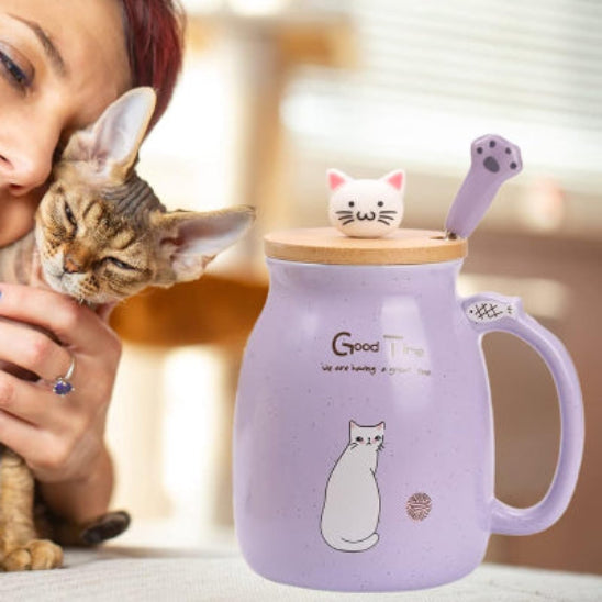 tasse the mauve chat kawaii femme chaton