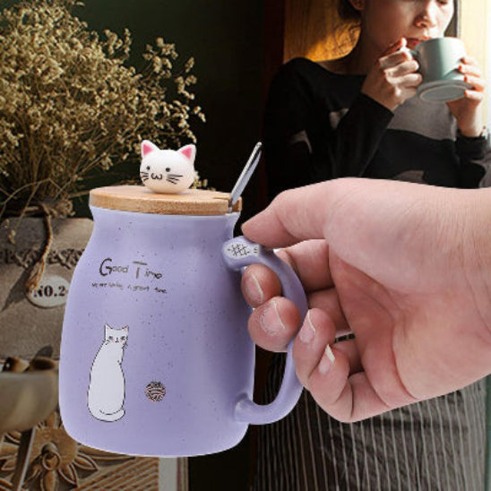 tasse the mauve chat kawaii femme