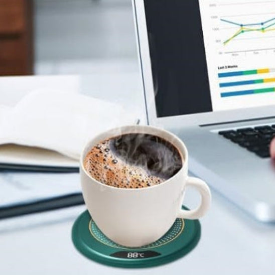 chauffe tasse usb vert demonstration bureau ordinateur  