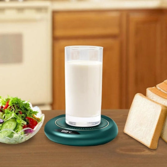 chauffe tasse usb vert demonstration table cuisine verre lait