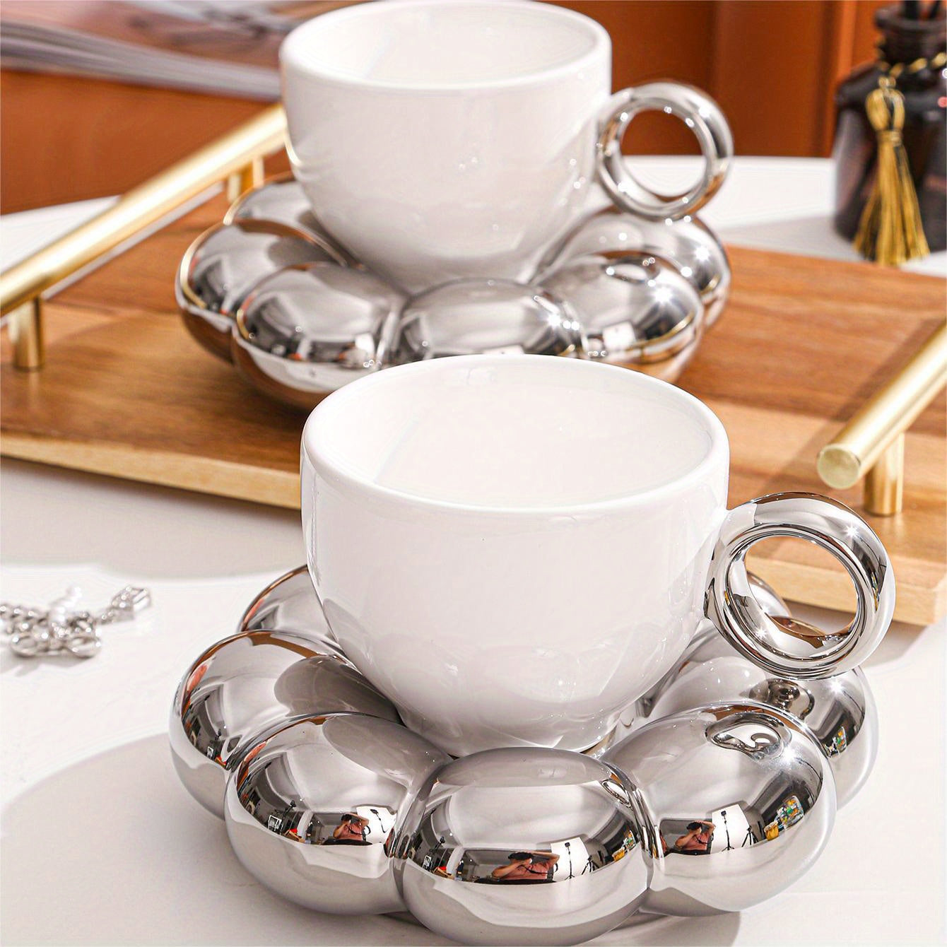 deux tasse cafe argent
