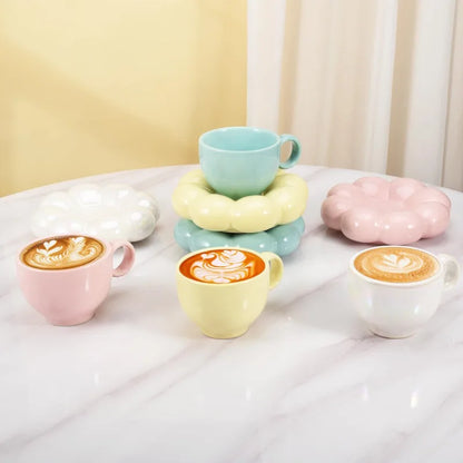 tasse cafe jaune perle bleu rose
