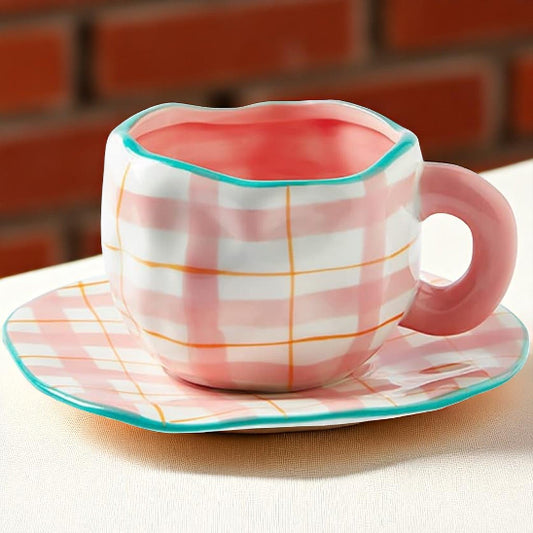 tasse cafe maillage rose