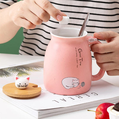 tasse the rose chat kawaii ouvert cube sucre