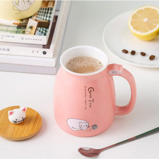tasse the rose chat kawaii ouvert